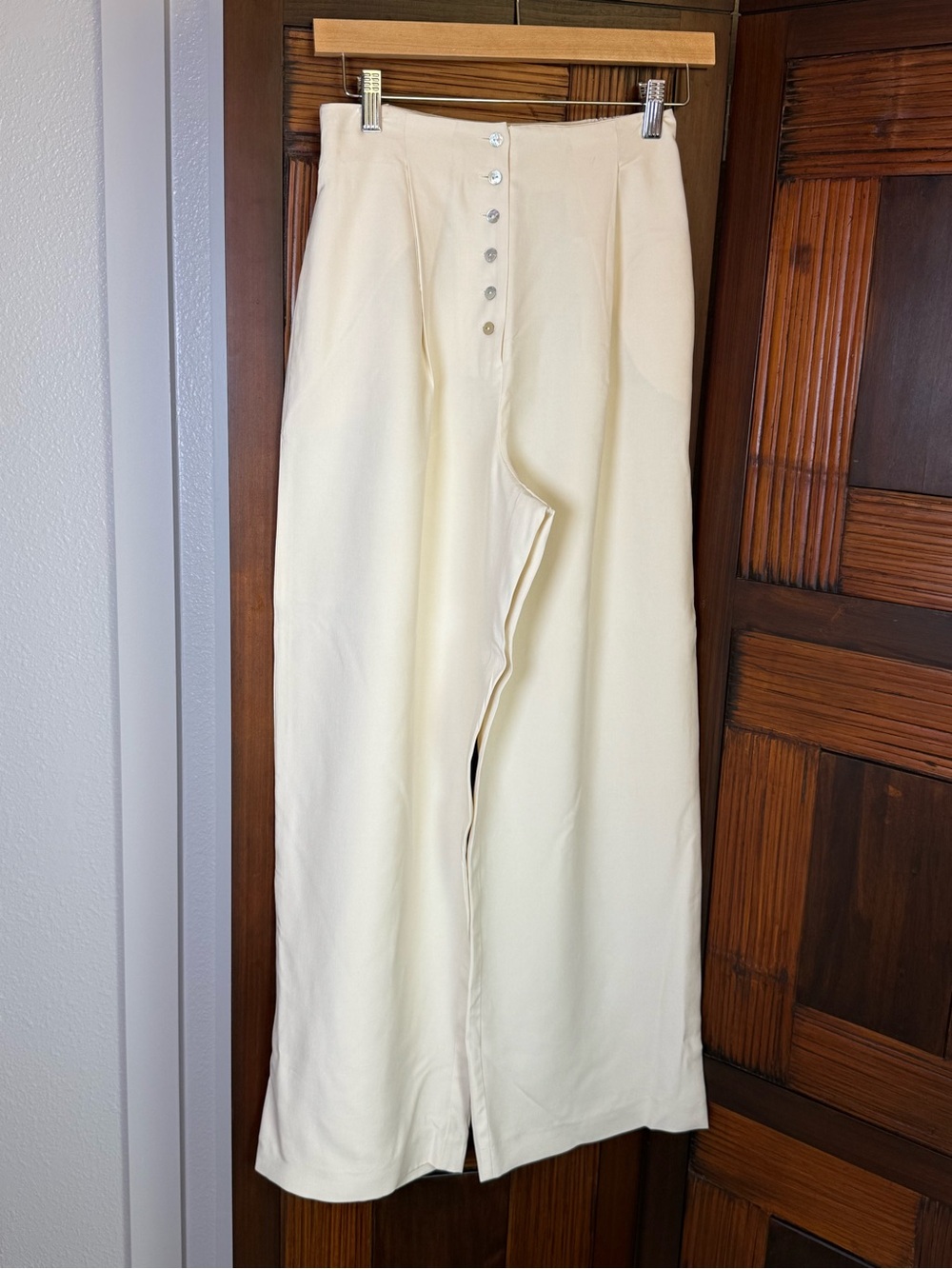 Vintage Express Silk Ivory High Rise Wide Leg Palazzo Pants Size 1/2 Quiet Luxur - Picture 2 of 12
